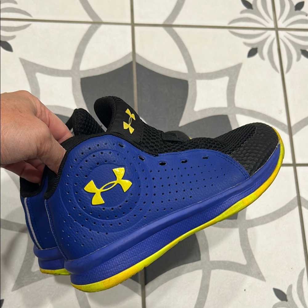Under Armour Kids' Blue and Yellow Sneakers - missing shoe laces